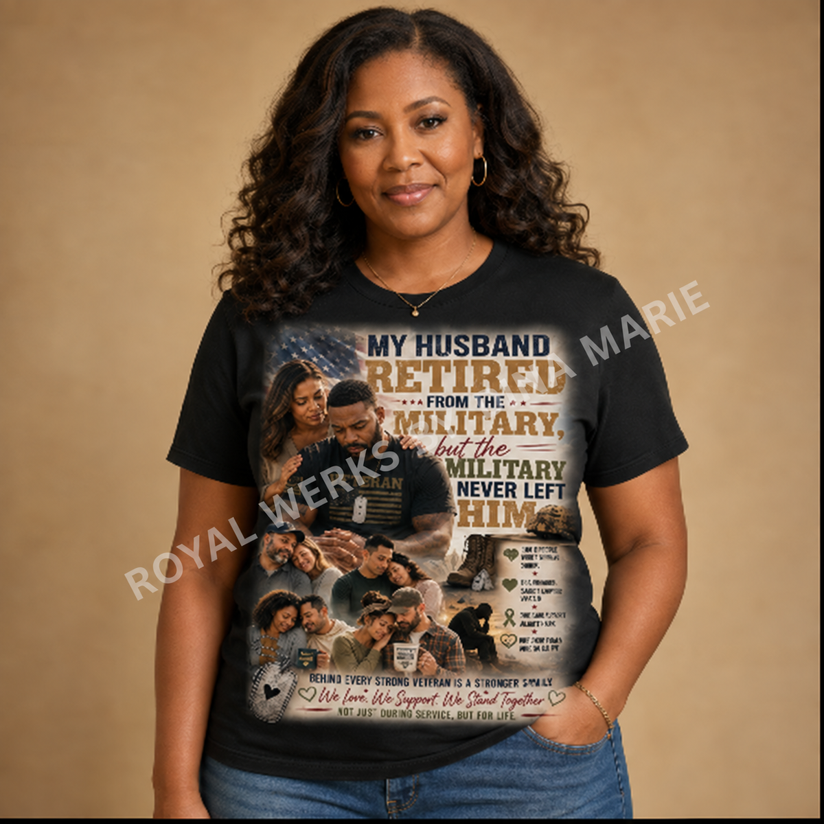My Husband Retired From the Military, but the Military Never Left Him T-Shirt